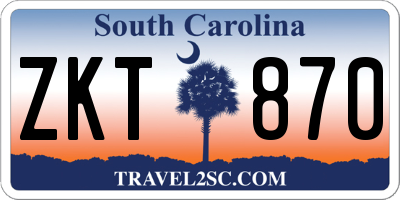 SC license plate ZKT870