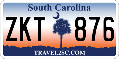 SC license plate ZKT876