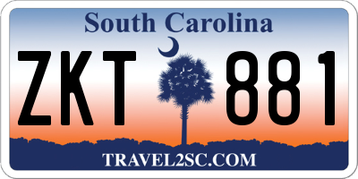 SC license plate ZKT881
