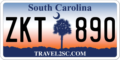 SC license plate ZKT890