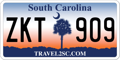 SC license plate ZKT909