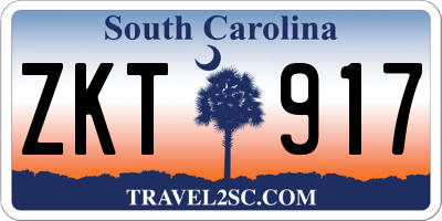 SC license plate ZKT917