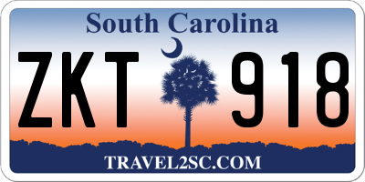 SC license plate ZKT918
