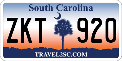 SC license plate ZKT920