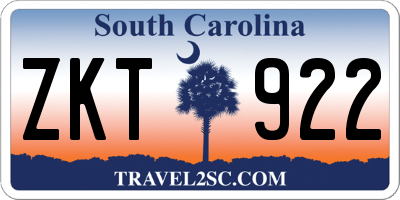 SC license plate ZKT922