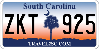 SC license plate ZKT925