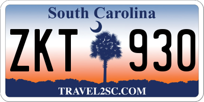 SC license plate ZKT930