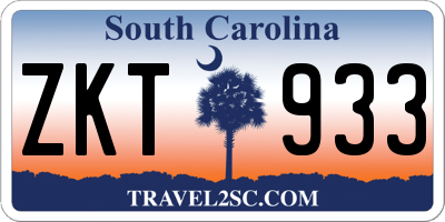SC license plate ZKT933