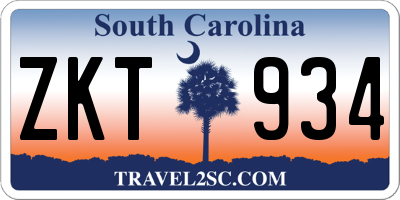 SC license plate ZKT934