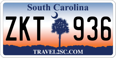 SC license plate ZKT936