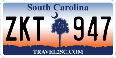 SC license plate ZKT947