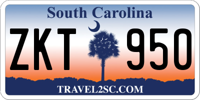 SC license plate ZKT950