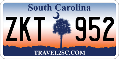 SC license plate ZKT952