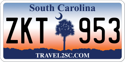 SC license plate ZKT953