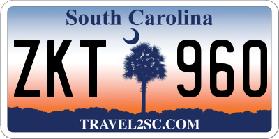 SC license plate ZKT960