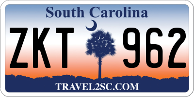 SC license plate ZKT962