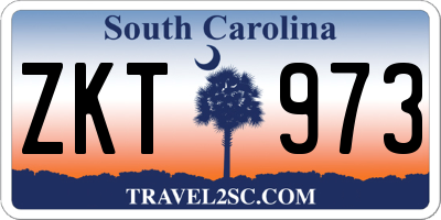 SC license plate ZKT973