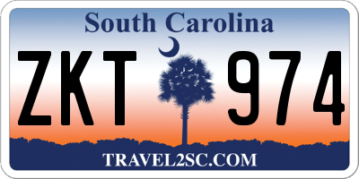 SC license plate ZKT974