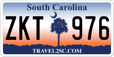 SC license plate ZKT976