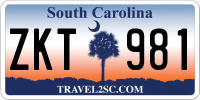 SC license plate ZKT981