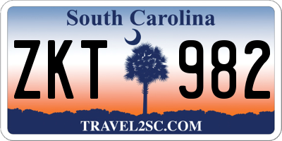 SC license plate ZKT982