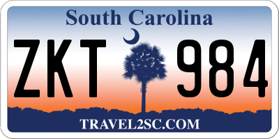 SC license plate ZKT984