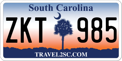 SC license plate ZKT985