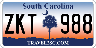 SC license plate ZKT988
