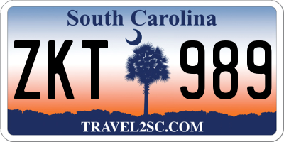 SC license plate ZKT989