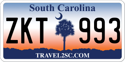 SC license plate ZKT993