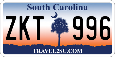 SC license plate ZKT996