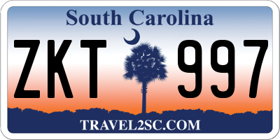 SC license plate ZKT997