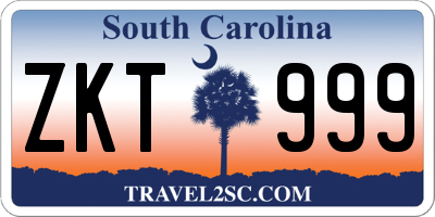 SC license plate ZKT999