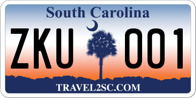 SC license plate ZKU001