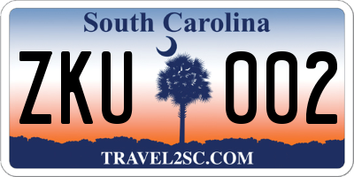 SC license plate ZKU002