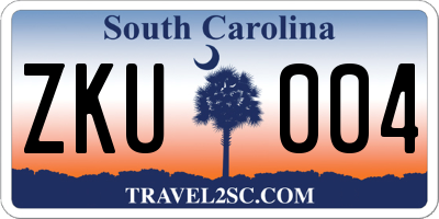 SC license plate ZKU004
