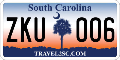 SC license plate ZKU006