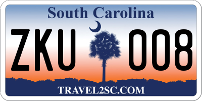 SC license plate ZKU008