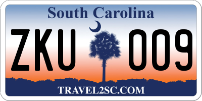 SC license plate ZKU009