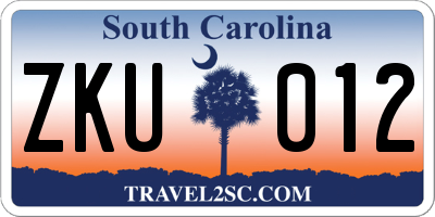 SC license plate ZKU012
