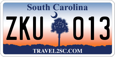 SC license plate ZKU013