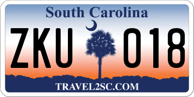 SC license plate ZKU018