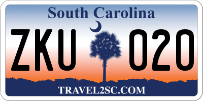 SC license plate ZKU020
