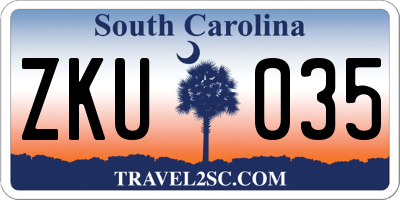 SC license plate ZKU035