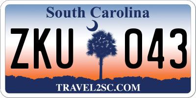 SC license plate ZKU043