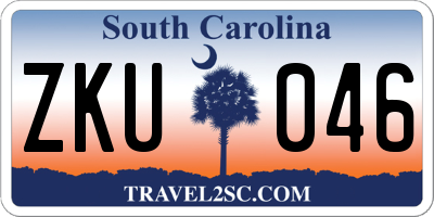 SC license plate ZKU046