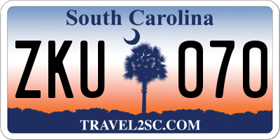 SC license plate ZKU070
