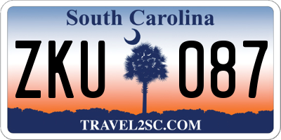 SC license plate ZKU087