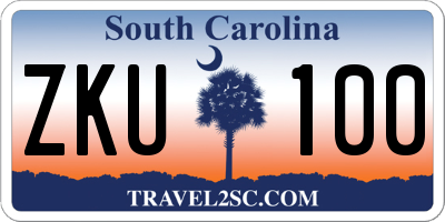 SC license plate ZKU100