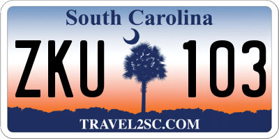 SC license plate ZKU103